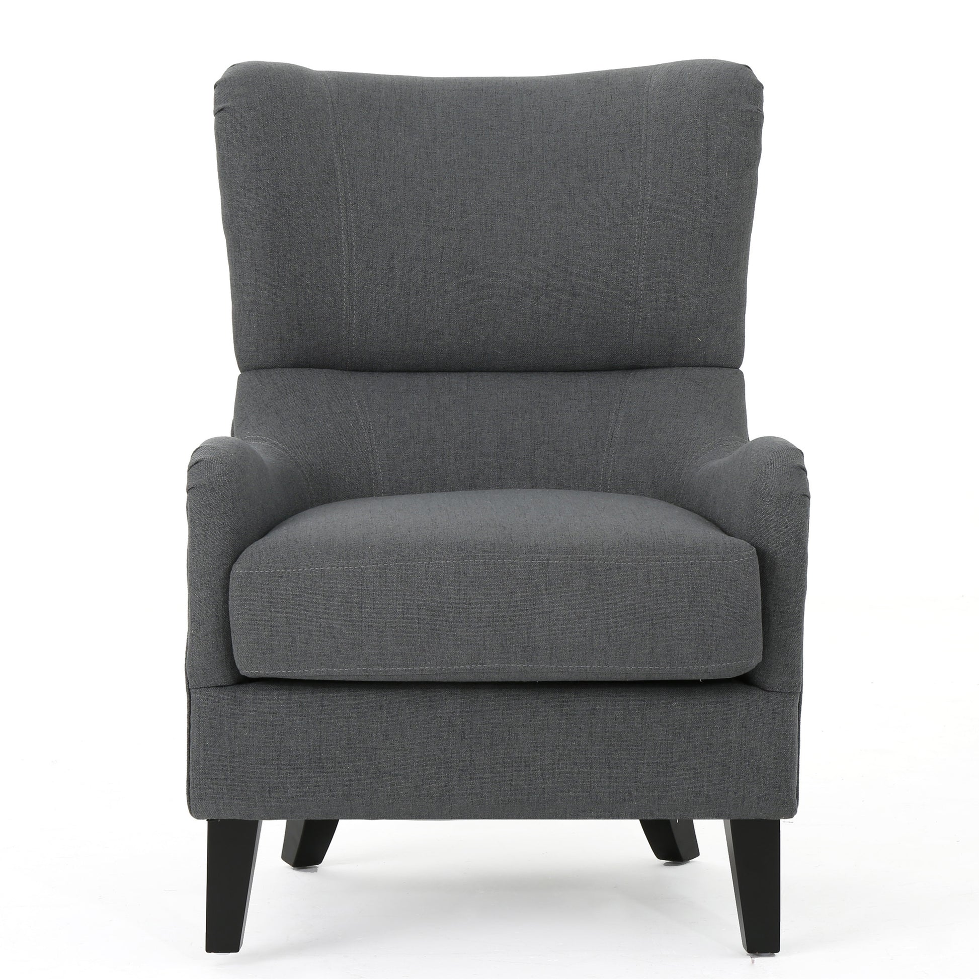 Modern Upholstered Armchair With Solid Leg, Leisure Single Sofa Chair For Living Room Bedroom Reading And Studio Charcoal Fabric