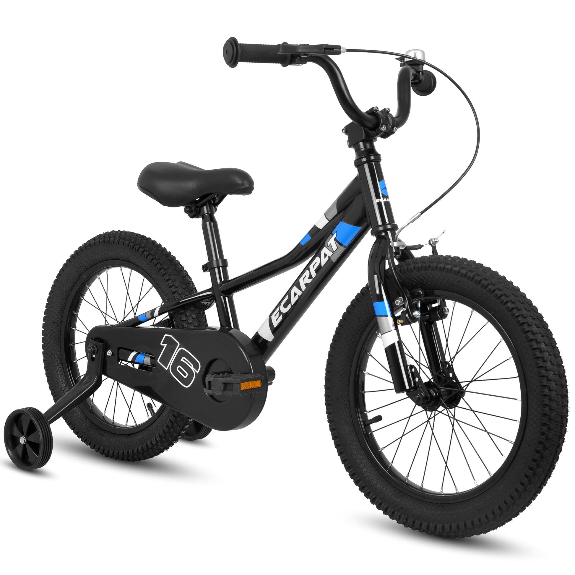 A16117 Ecarpat Kids' Bike 16 Inch Wheels, 1 Speed Boys Girls Child Bicycles For 3 4Years, With Removable Training Wheels Baby Toys, Front V Brake, Rear Holding Brake Black Cute Polyurethane Foam 3 To 4 Years Carbon Steel Outdoor