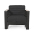 Outdoor Club Chair, Black Natural Dark Gray Black Metal & Wood