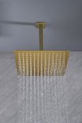Rain Shower Head High Pressure Rainfall Showerhead Water Saving Brushed Gold Bathroom Stainless Steel