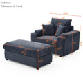 Oversized Accent Chair With Ottoman, Single Sofa Chair With Large Seat And Extra Wide Armrests, Modern Comfy Armchair Reading Chairs For Bedroom Living Room, Grey Dark Grey Wood Primary Living Space