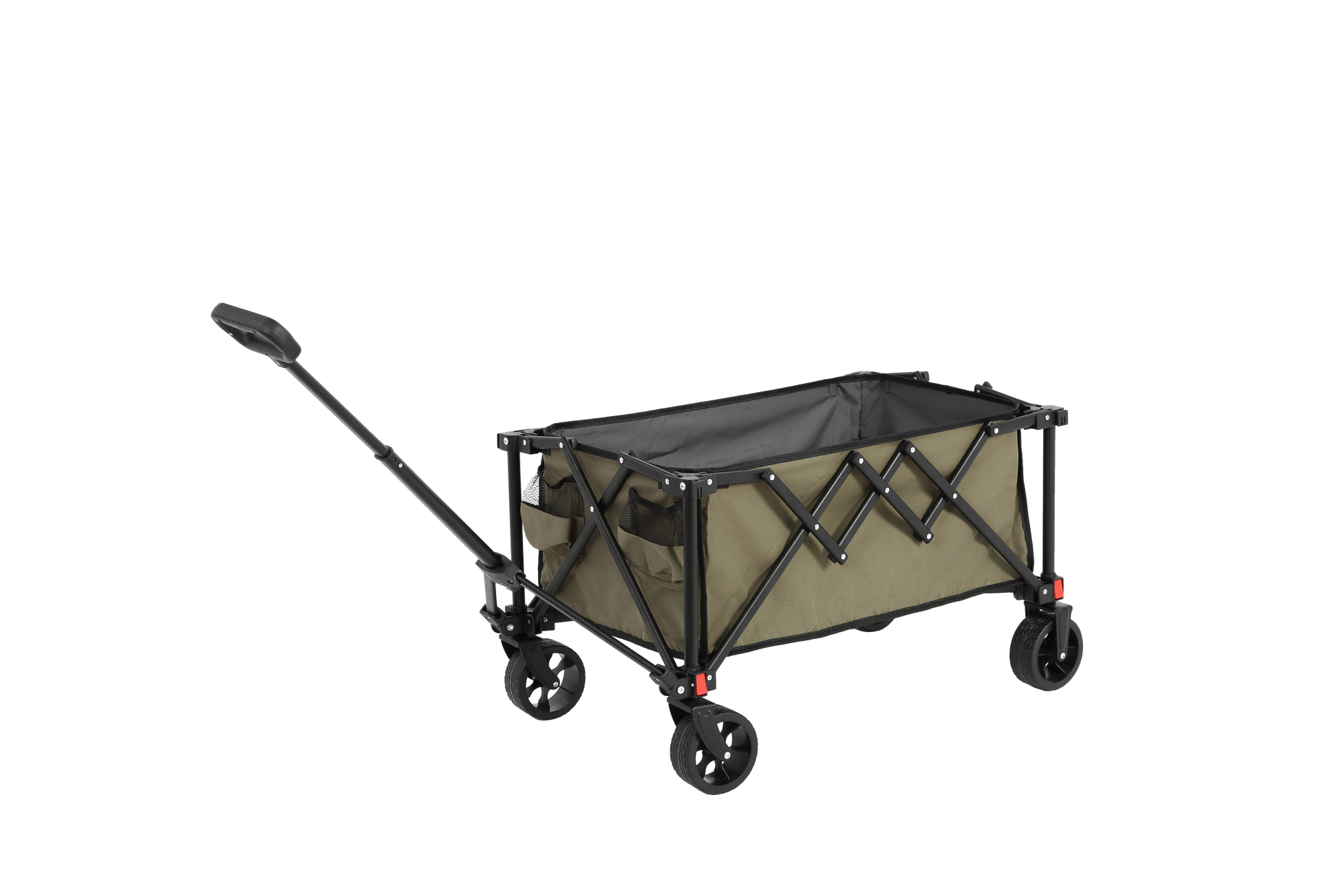 Folding Wagon Carts,Folding Wagon Cart With All Terrain Wheels,Heavy Duty Garden Carts With Adjustable Handle,Outdoor Utility Wagon For Camping Shopping Sports Fishing Army Green Army Green Steel