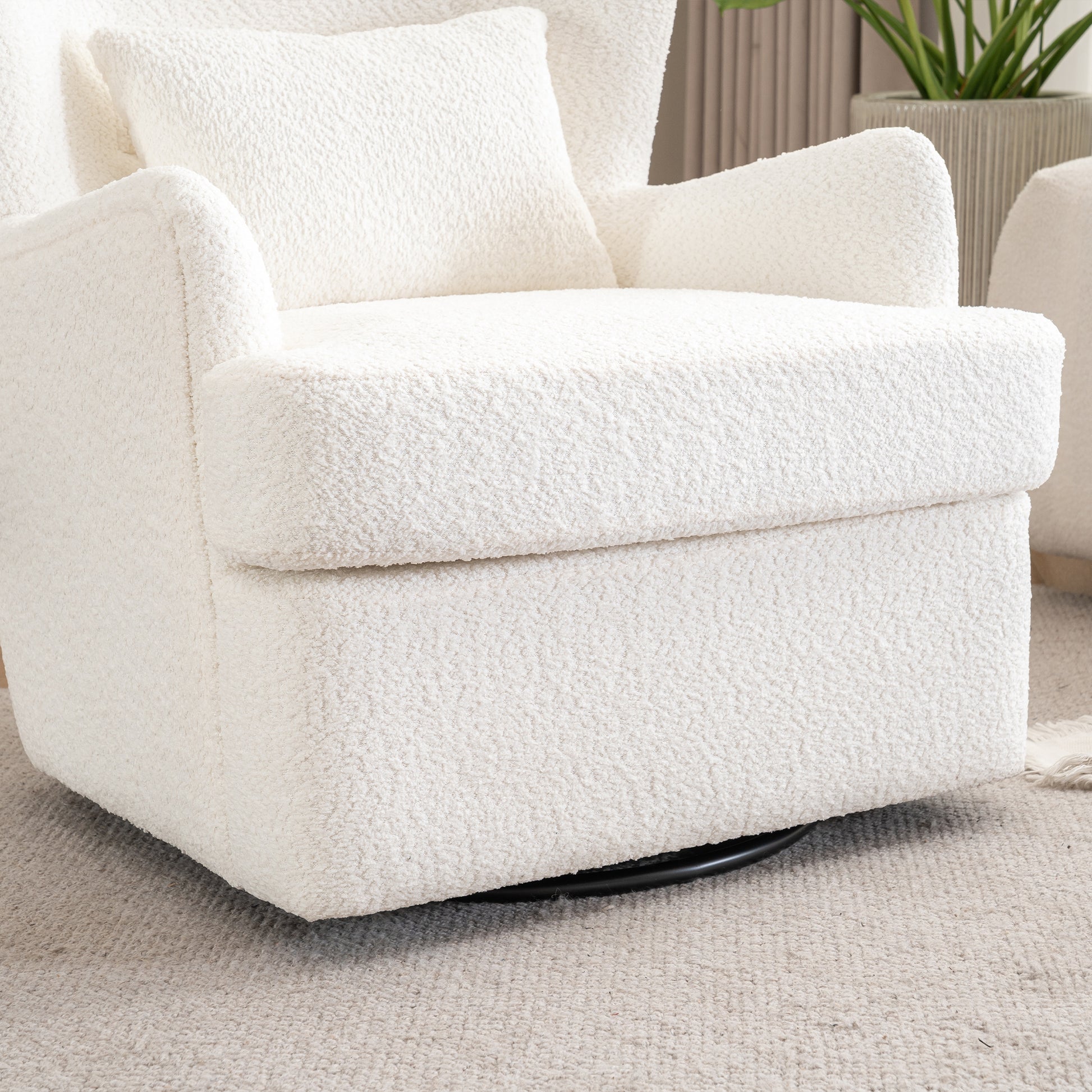Modern Luxury Velvet Swivel Chair, 360 Swivel Comfort Round Armchair, Single Sofa Chair With Lounge Seat For Bedroom Office Reading Space, Set Of 1Beige Beige Wood