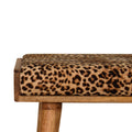 Solid Wood Leopard Velvet Tray Style Footstool Brown Oak Light Brown Velvet Velvet Primary Living Space Modern,Wild Style Mango Footstool Wood Solid Wood