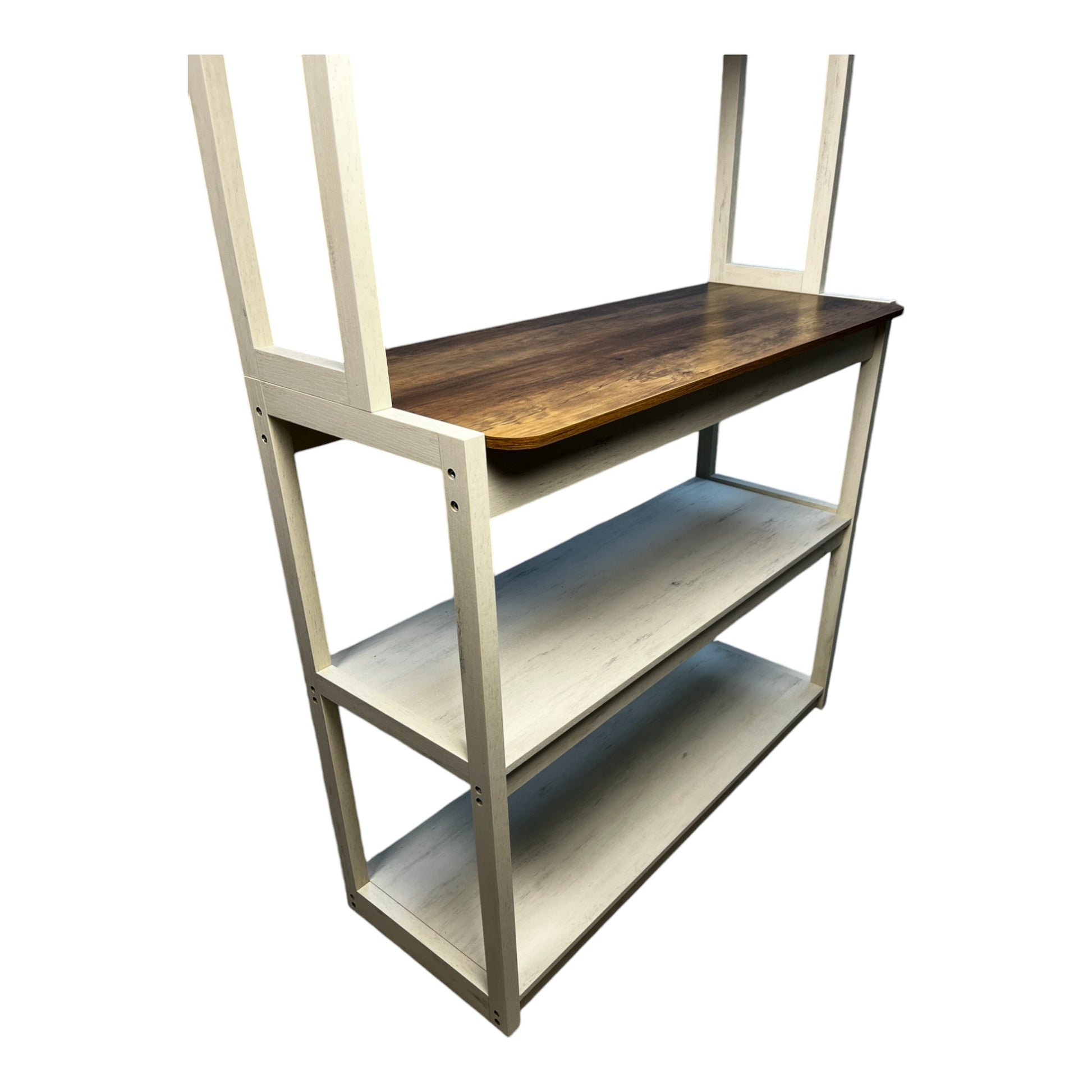 39.37" White And Rustic Brown Color 5 Tier Bakers Rack For Kitchen With Storage, Coffee Bar, Kitchen Shelves, Microwave Stand Brown White Particle Board