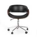 Office Chair Black Dark Walnut Pu