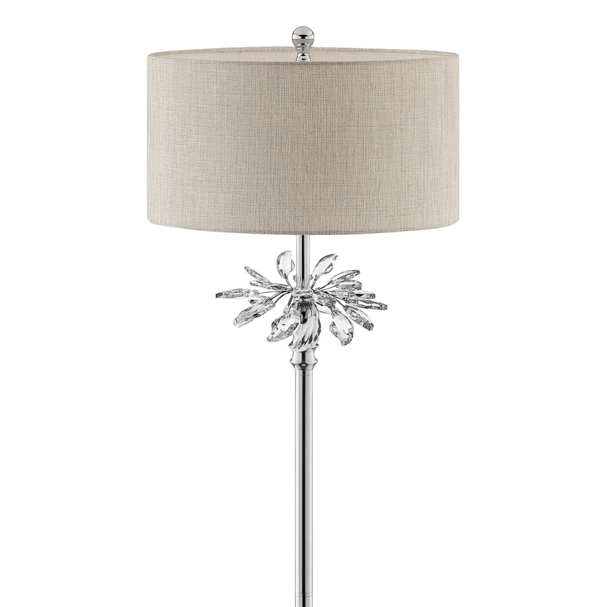 62.25" Tall "Ayana" Floor Lamp, Silver Chrome Finish With Starburst Crystals Multicolor Metal