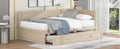 Twin Size Wood Daybed With Trundle And Guardrail, Beige Box Spring Not Required Beige Wood Solid Wood Mdf