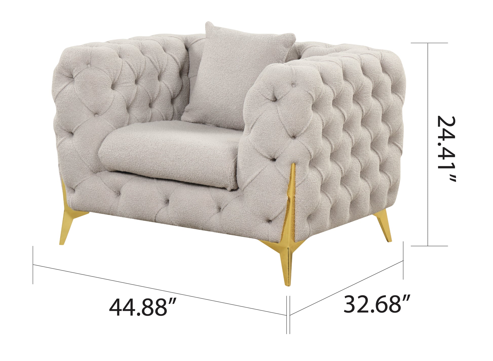 Buckle Fabric Modern Style 2Pc Sofa Chair Living Room Set Made With Wood In Light Gray Light Gray Velvet Primary Living Space Contemporary Faux Fur Wood 4 Seat
