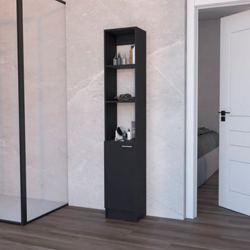 Black Linen Cabinet With 1 Door Black 1 5 Wood