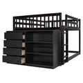 Full Over Full Bunk Bed With 4 Drawers And 3 Shelves Espresso Full Espresso Solid Wood