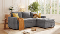 Soft Upholstered Sectional Sofa Bed With Storage Space, Suitable For Living Rooms And Apartments. Gray Wood Polyester 3 Seat