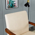 Fabric Accent Arm Chair Set Of 2 With Round Wood Table Beige Fabric