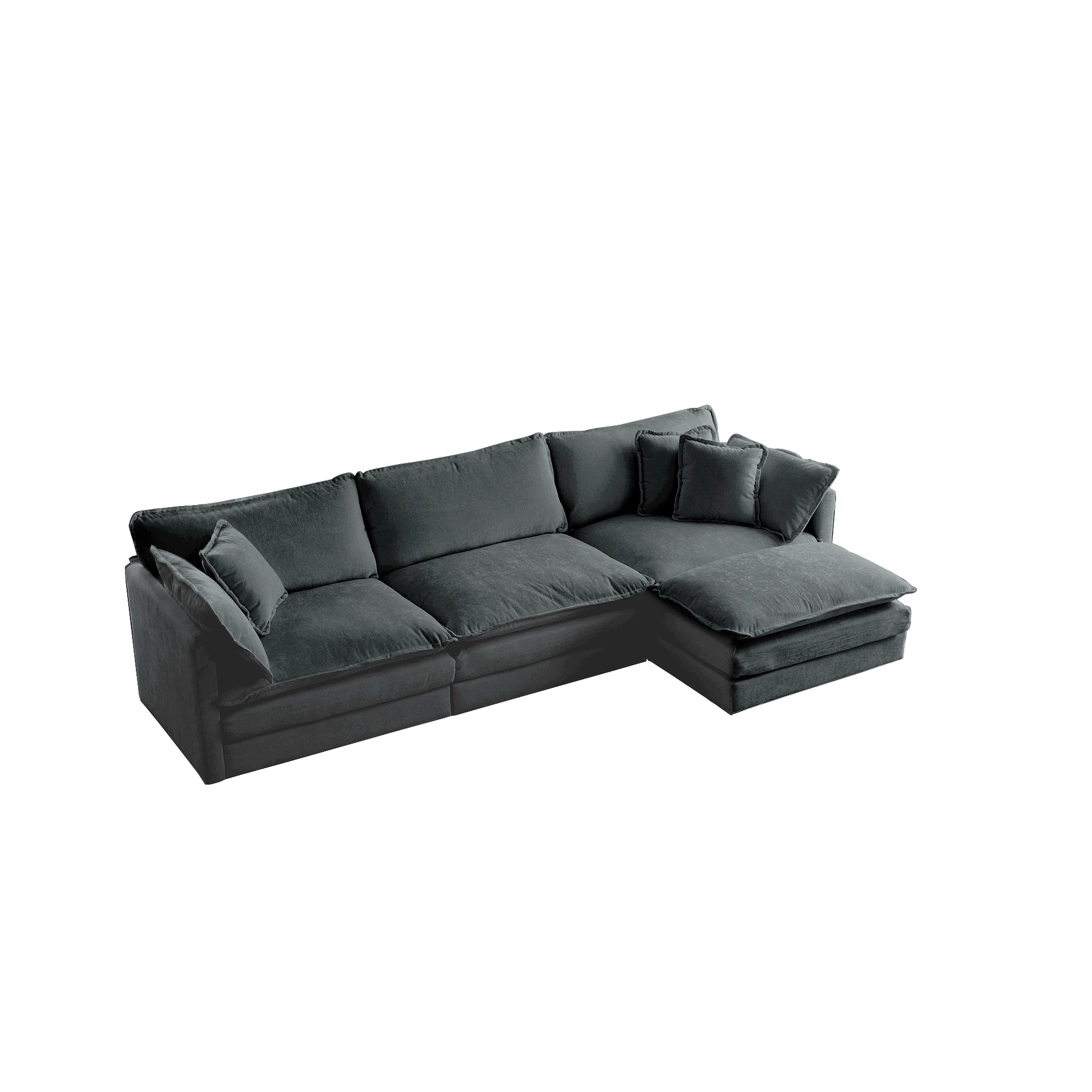 Free Combination Comfy Upholstery Modular Oversized L Shaped Sectional Sofa With Reversible Ottoman, Gray Chenille Gray Chenille 3 Seat