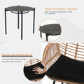 3 Pieces Of Luxury Outdoor Wicker Furniture Patio Bistro Style Table And Chair Combination,Weather Resistant Pe Wicker Weave, Stainless Steel Fame, Suitable For Garden, Terrace,Backyard Casua Yes Black Natural Seats 2 Garden & Outdoor 2 Person Seating