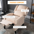 Homcom Massage Recliner Sofa Chair With Heat Function, Remote, Cream Cream White Fabric