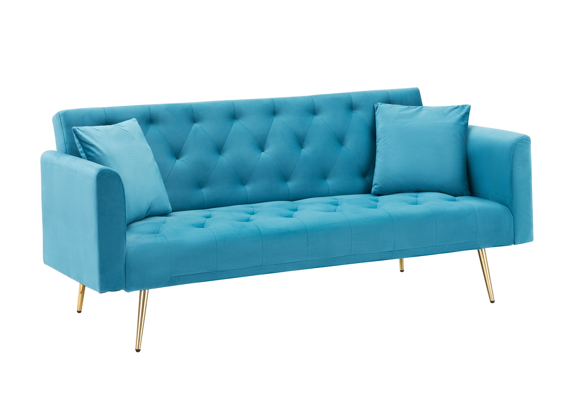 71 Inch Convertibleseat Sofa, American Retro, Light Blue Velvet, Suitable For Small Living Room, Bedroom, Office Light Blue Velvet 2 Seat