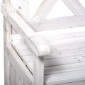 Outsunny Patio Wooden Bench With Storage Box, 29 Gallon Outdoor Storage Bench, Large Entryway Deck Box W Unique X Shape Back, For Deck, Porch & Balcony, White White Wood