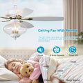 52'' Low Profile Ceiling Fanwhite Modern Ceiling Fans With Remote Control For Bedroom,Living Room,3 Speed ,Glass Shade Matte White Matte White Ceiling Fans 1000K 2600K Candlelight Under 1000Lm American Design,American