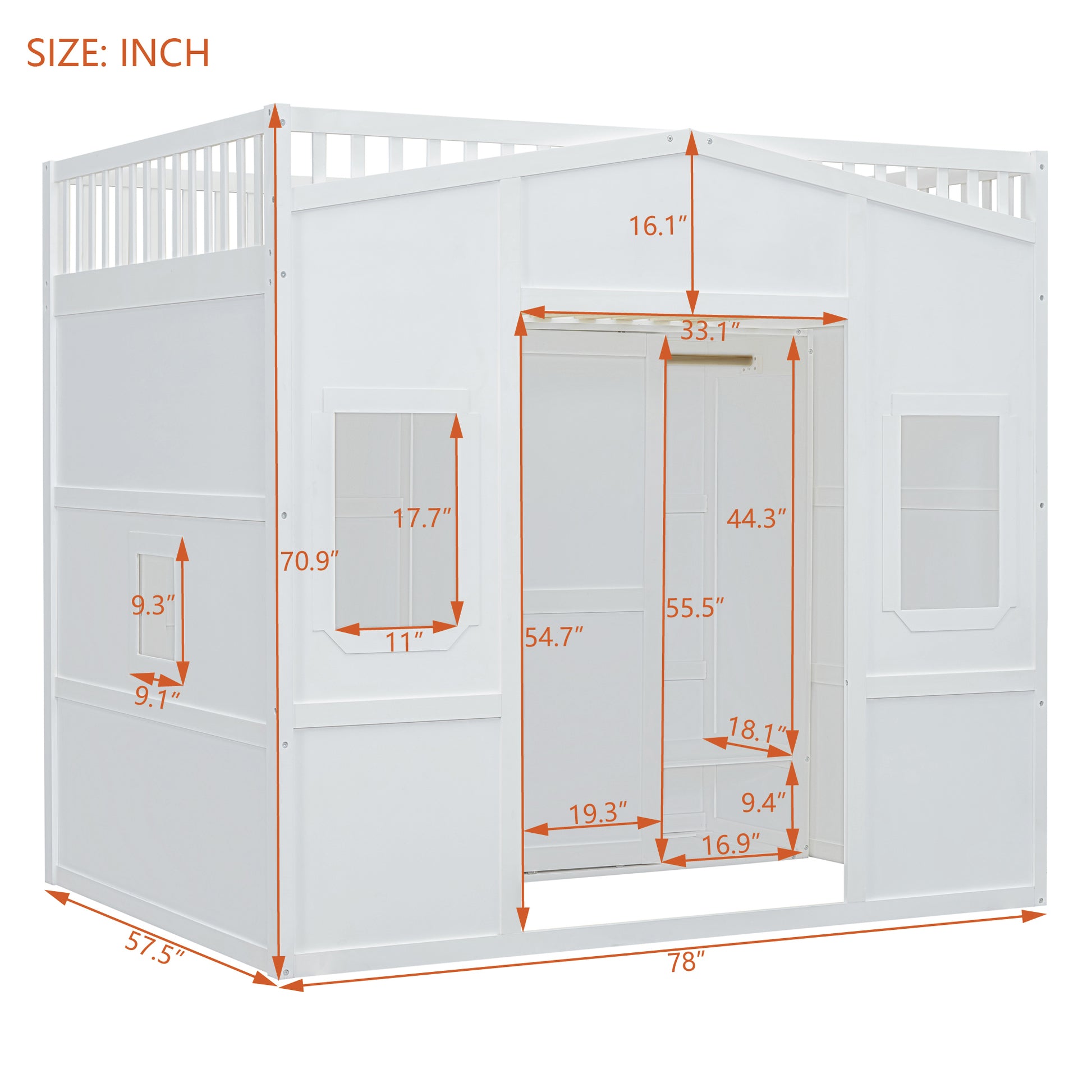 Full Size House Loft Bed With Ladder And Wardrobe White Full White Solid Wood