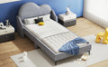 Twin Size Upholstered Platform Bed With Cloud Shaped Headboard, Gray Box Spring Not Required Twin Gray Bedroom Polyester Upholstered