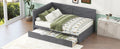 Twin Size Wood Daybed With Trundle And Rustic Guardrail, Ancient Grey Box Spring Not Required Twin Grey Wood Bedroom Solid Wood Mdf