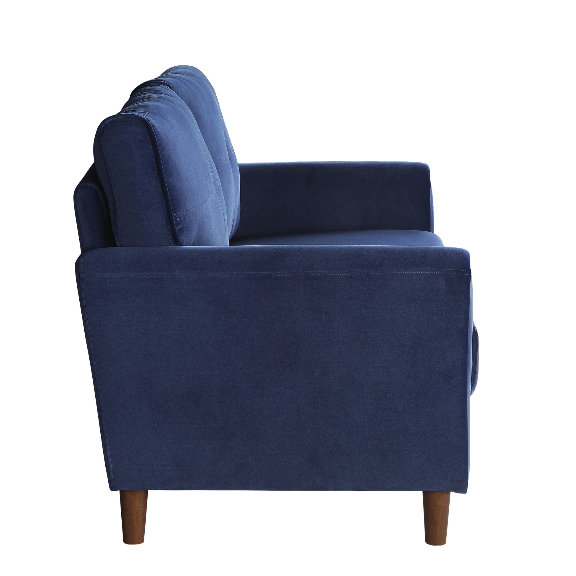 Blue Velvet Upholstery 1Pc Comfort Loveseat Plush Seatbacks Tufted Detail Solid Wood Frame Modern Living Room Furniture Blue Velvet Wood Primary Living Space Modern Flared Arms Solid Wood