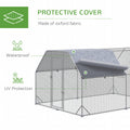 Pawhut Large Chicken Coop Metal Chicken Run With Waterproof And Anti Uv Cover, Flat Shaped Walk In Fence Cage Hen House For Outdoor And Yard Farm Use, 1