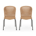 Boho Chair Set Of 2 Light Brown Rattan
