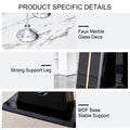 Table And Chair Set, Modern And Minimalist Dining Table, Imitation Marble Patterned Tabletop, Mdf Legs With U Shaped Brackets. Paired With Comfortable Chairs, Suitable For Dining And Living Rooms. Black Gold Mdf Glass