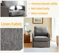 Swivel Accent Chair, Comfy Single Sofa Chair With Storage, Modern Arm Chair For Living Room, Fabric Swivel Armchair With Metal Base Gary Gray Silver Linen