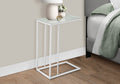 Accent Table, C Shaped, End, Side, Snack, Living Room, Bedroom, Tempered Glass, White Metal, Contemporary, Modern White Metal