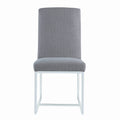 Set Of 2 Upholstered Dining Chairs With Chrome Metal Frame, Grey Solid Grey Dining Room Rectangular Side Chair Set Of 2 Chrome,Fabric