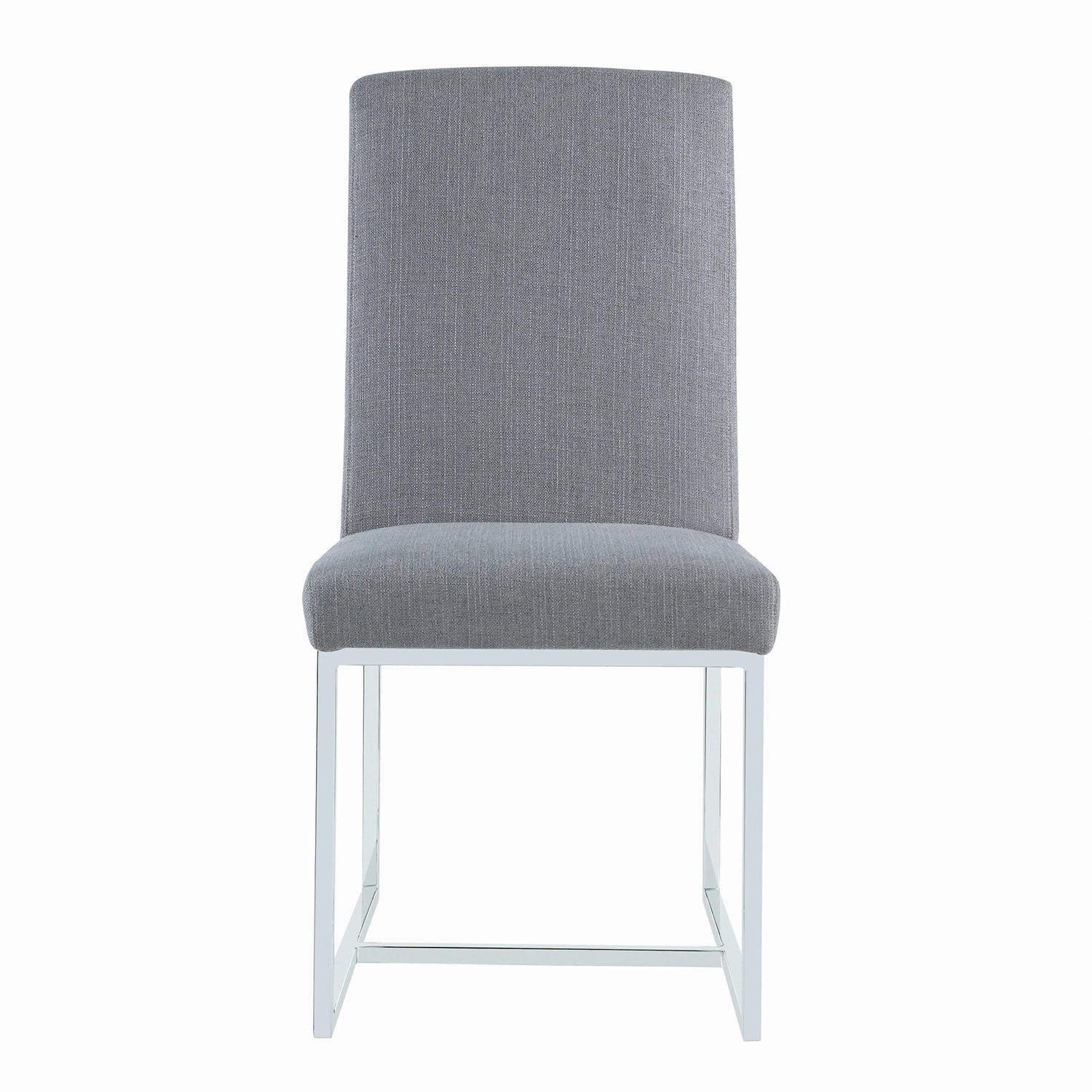 Set Of 2 Upholstered Dining Chairs With Chrome Metal Frame, Grey Solid Grey Dining Room Rectangular Side Chair Set Of 2 Chrome,Fabric