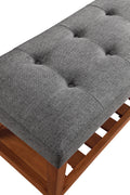 Charla Gray Fabric & Oak Finish Bench Gray Fabric,Synthetic Wood