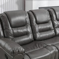 3 Seater Home Theater Recliner Manual Recliner Chair With Two Built In Cup Holders For Living Room,Bedroom, Grey Grey Foam Pu
