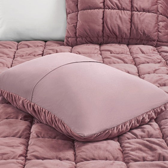 3 Piece Comforter Set King Pink Polyester