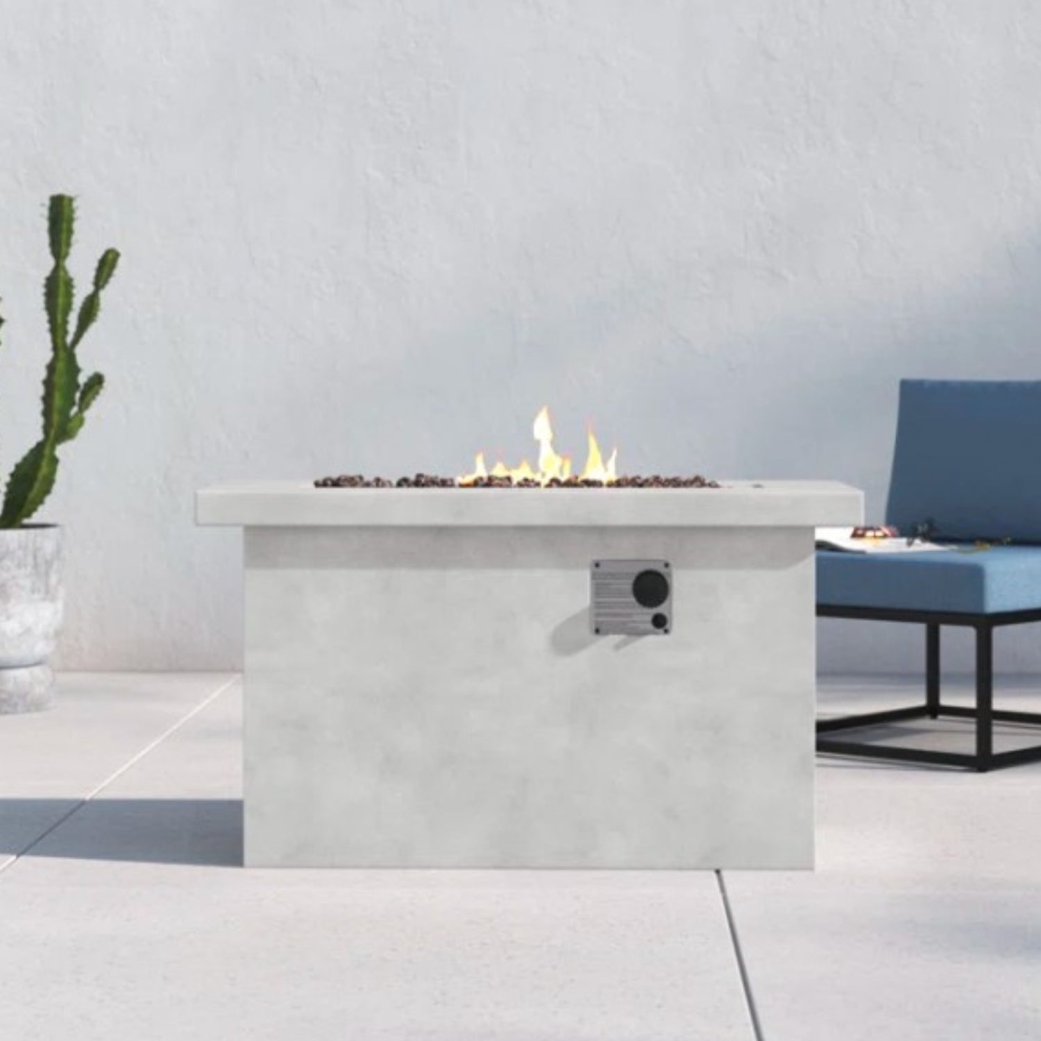 24'' H Concrete Propane Natural Gas Outdoor Fire Pit Table Gray Garden & Outdoor Modern Stone Concrete