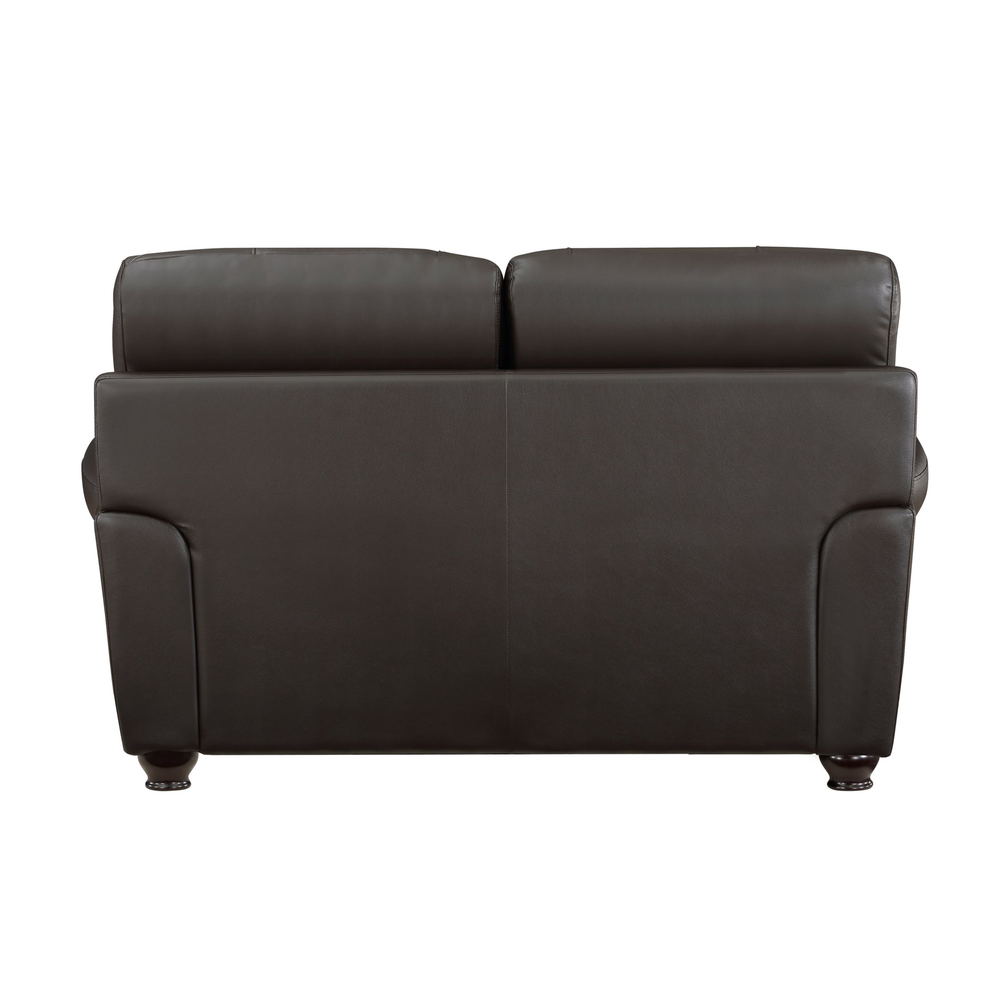 Traditional Living Room Furniture 2Pc Sofa Set Dark Brown Leather Sofa Loveseat Comfortable Plush Seating Rolled Arms Trim Classic Design Dark Brown Primary Living Space Classic,Traditional Rolled Arms Solid Wood 5 Seat