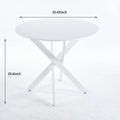Dining Table With Cross Metal Leg And Mdf Top,Modern Space Saving Kitchen Table For Living Room,White Legs,Round Table,90X90X75Cm White Mdf Metal