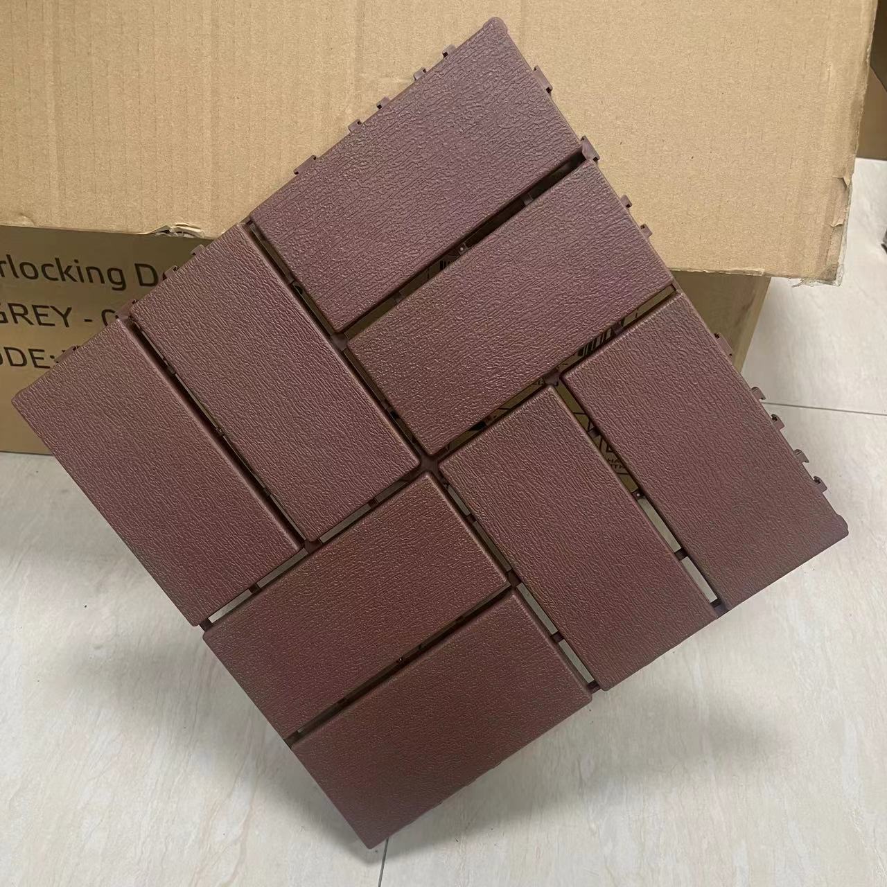 Plastic Interlocking Deck Tiles,36 Pack Patio Deck Tiles,12"X12" Square Waterproof Outdoor All Weather Use, Patio Decking Tiles For Poolside Balcony Backyard, Brown Brown Abs