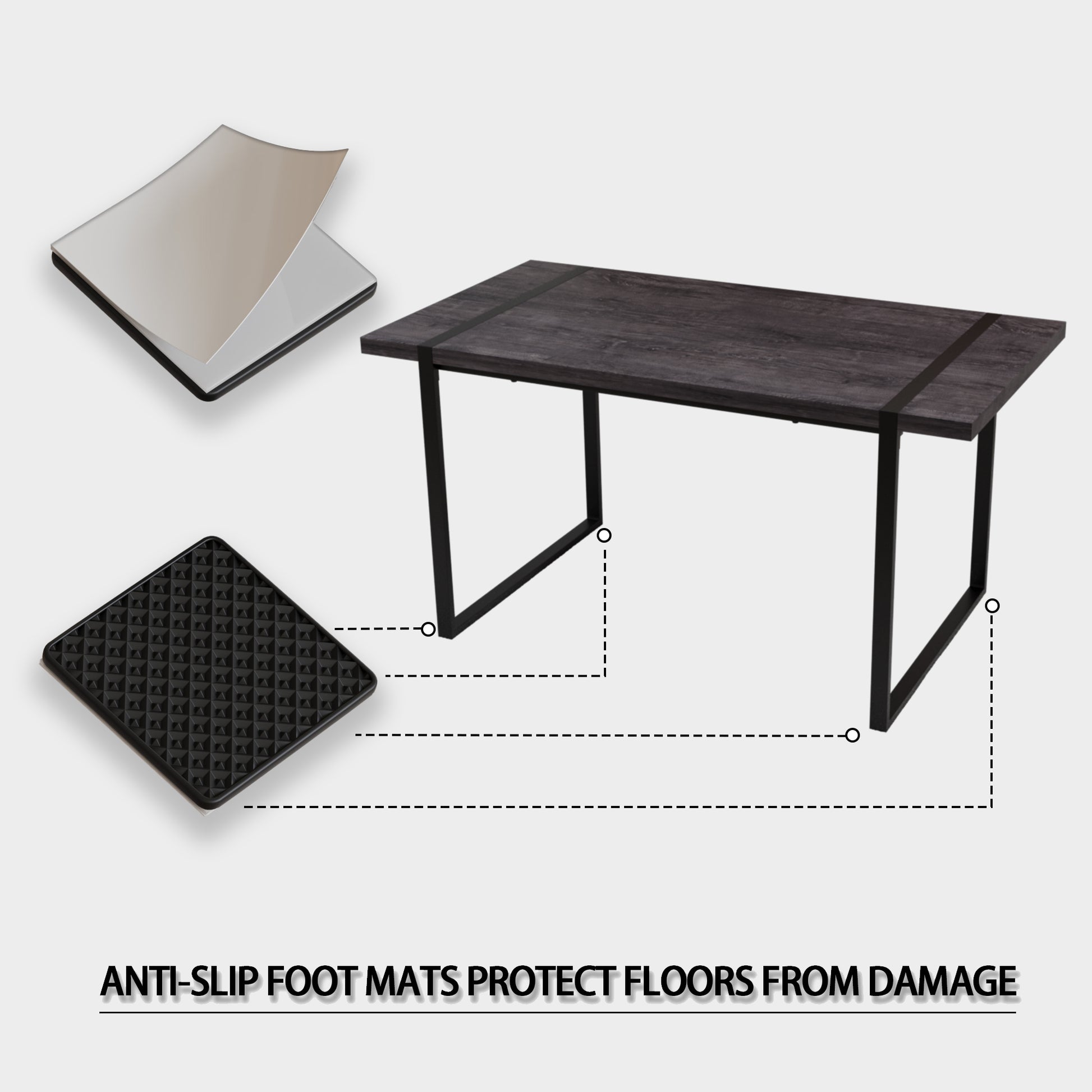 Mdf Black Wooden Dining Table And Modern Dining Chair 4 Piece Set, Medieval Wooden Kitchen Dining Table Set, Rectangular Metal Base, Dining Table And Suede Chair Black Brown Mdf