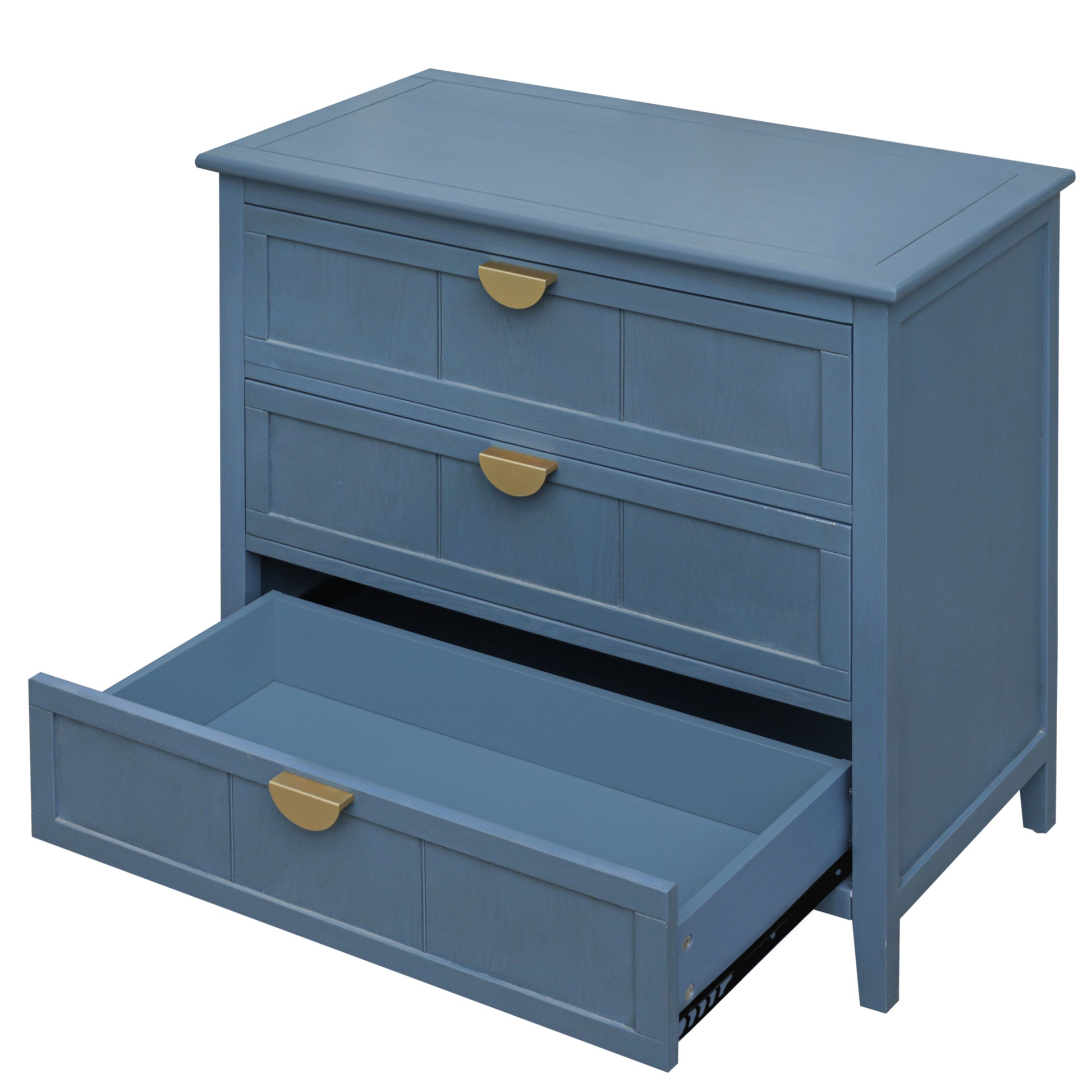 3 Drawer Cabinet, American Furniture,Suitable For Bedroom, Living Room, Study Blue Mdf