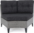 Pema Outdoor 4 Seater Sofa Black Gray Seats 4 Pe Rattan Iron Waterproof Fabric