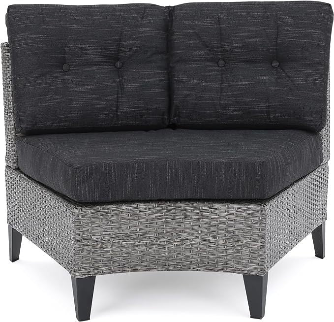 Pema Outdoor 4 Seater Sofa Black Gray Seats 4 Pe Rattan Iron Waterproof Fabric