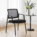 Mesh Back Stacking Arm Chairsupholstered Fabric Stacking Chairs, Sturdy Metal Stacking Chairs,Black, 2 Pack Black Abs