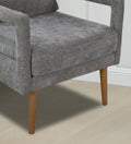 Mid Century Armchairaccent Chair With Chenille Armrest & Soft Cushion For Living Room, Bedroom, Home Office, Study, Grey Gray Light Brown Primary Living Space American Design,Modern Birch Foam Wood Fabric
