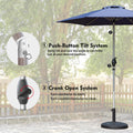 7.5Ft Patio Umbrella, Outdoor Table Umbrella With Push Button Tilt And Crank, Uv Protection Waterproof Market Sun Umbrella With 6 Sturdy Ribs For Garden, Deck, Backyard, Pool Navy Blue Navy Blue Round Uv Resistant Umbrellas Aluminium