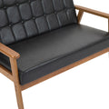 Coolmore Mid Century Modern Solid Loveseat Sofa Upholstered Pu Leather Loveseat, 2 Seat Upholstered Loveseat Sofa Modern Couch Black Pu Pu Leather 2 Seat