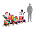 Outsunny 8Ft Christmas Inflatables Outdoor Decorations Train With Santa Claus, Snowman, Penguin And Gift Boxes, Blow Up Led Yard Christmas Decor For Lawn Garden Party Red Polyester